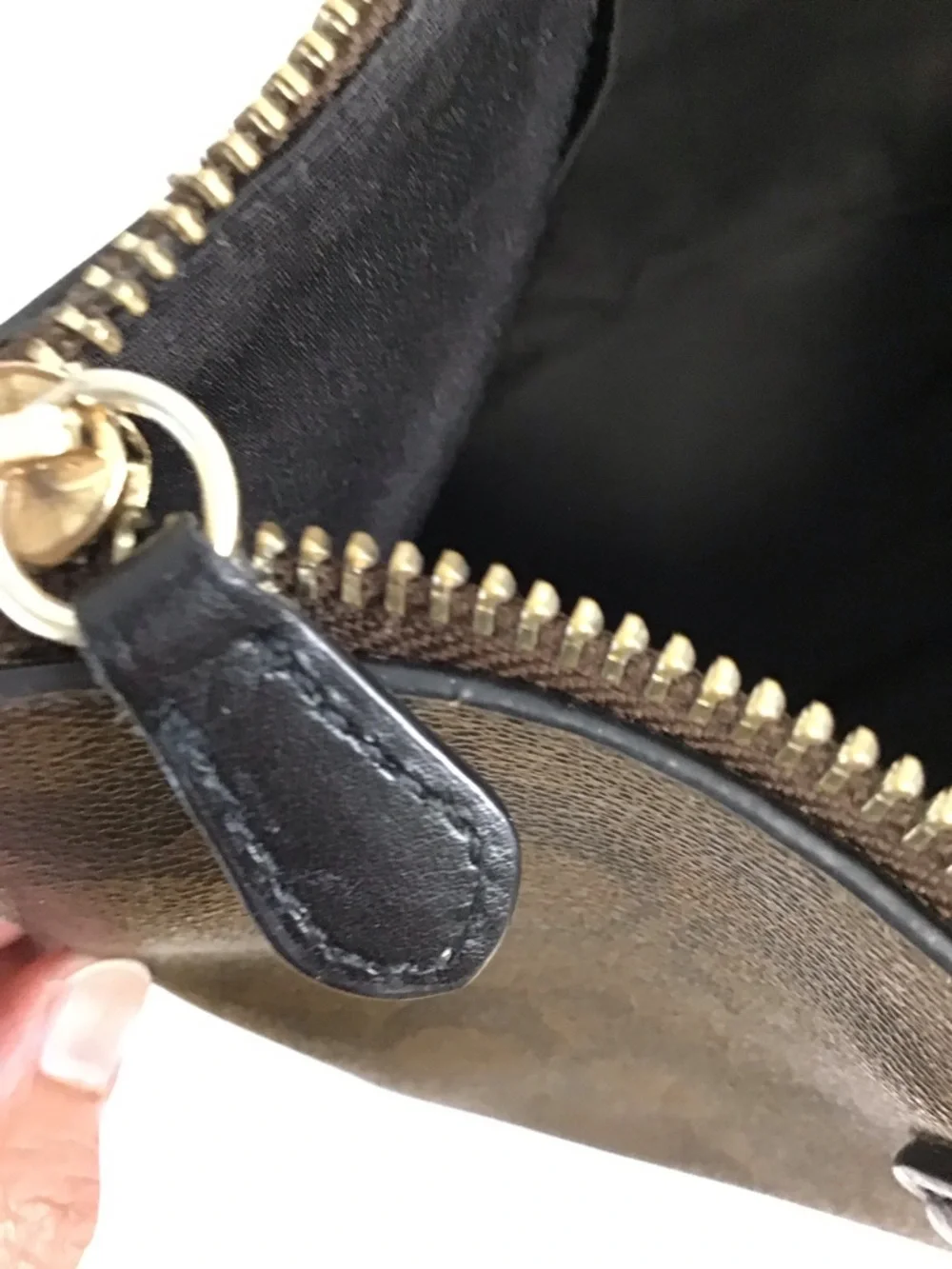 Coach Brown Signature Canvas Shoulder Tote with Black Straps